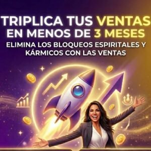 mujer con brazos abiertos con un cohete atras que dice: Triplica tus ventas
