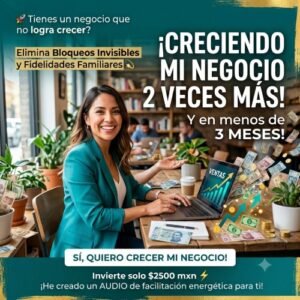 mujer con saco verde enfrente de una computadora y muchos billetes